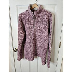 True Grit Womens Medium Sherpa Fleece 1/4 Zip Burgundy Pullover  Jacket